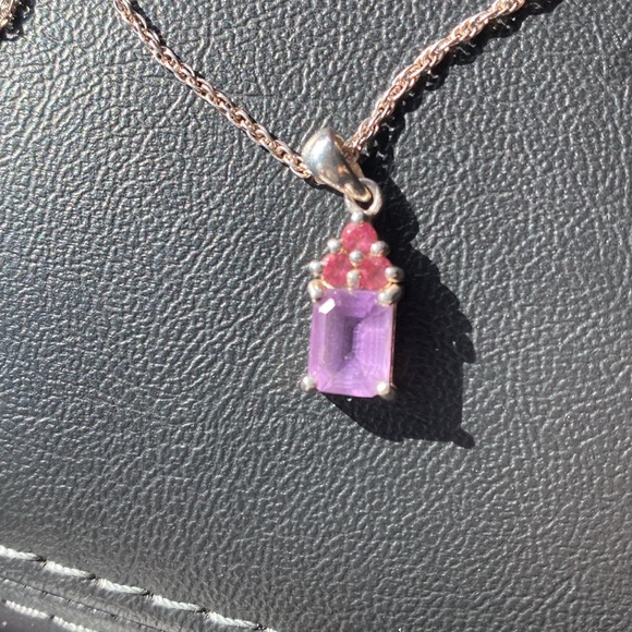 Sterling Amethyst and Ruby Pendant - Picture 11 of 14